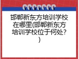 邯郸新东方培训学校在哪里(邯郸新东方培训学校位于何处？)