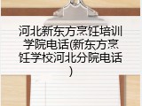 河北新东方烹饪培训学院电话(新东方烹饪学校河北分院电话)