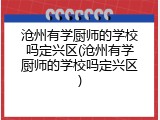 沧州有学厨师的学校吗定兴区(沧州有学厨师的学校吗定兴区)