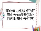 河北省内比较好的职高中专有哪些(河北省内职高中专推荐)