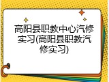 高阳县职教中心汽修实习(高阳县职教汽修实习)