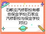 石家庄汽修职校有哪些保定学校(石家庄汽修职校与保定学校对比)