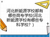 河北新能源学校都有哪些高专学校(河北新能源学校有哪些专科学校?)
