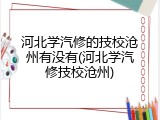 河北学汽修的技校沧州有没有(河北学汽修技校沧州)