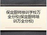 保定厨师培训学校万全分校(保定厨师培训万全分校)