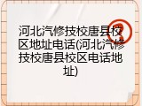河北汽修技校唐县校区地址电话(河北汽修技校唐县校区电话地址)