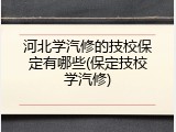 河北学汽修的技校保定有哪些(保定技校学汽修)