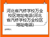 河北省汽修学校万全校区地址电话(河北省汽修学校万全校区地址电话)