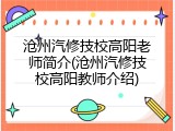 沧州汽修技校高阳老师简介(沧州汽修技校高阳教师介绍)