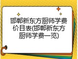 邯郸新东方厨师学费价目表(邯郸新东方厨师学费一览)