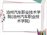 沧州汽车职业技术学院(沧州汽车职业技术学院)