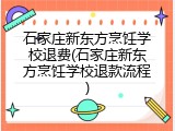 石家庄新东方烹饪学校退费(石家庄新东方烹饪学校退款流程)
