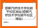 邯郸汽修技术学校顺平校区地址(邯郸汽修技术学校顺平校区地址)