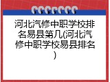 河北汽修中职学校排名易县第几(河北汽修中职学校易县排名)