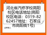 河北省汽修学校高阳校区电话地址(高阳校区电话：0319-8262457地址：石家庄市高阳街1号)