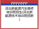 河北新能源汽车维修培训班招生(河北新能源技术培训班招新)