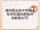 廊坊职业技术学院中专学历(廊坊职院中专教育水平)
