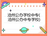 沧州公办学校中专(沧州公办中专学校)