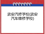 武安汽修学校(武安汽车维修学校)
