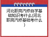 河北职高汽修自学基础知识考什么(河北职高汽修基础考什么)