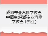 成都专业汽修学校巴中招生(成都专业汽修学校巴中招生)