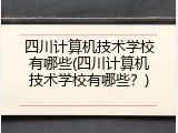 四川计算机技术学校有哪些(四川计算机技术学校有哪些？)