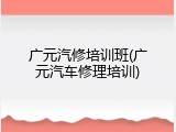 广元汽修培训班(广元汽车修理培训)