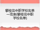攀枝花中职学校名单一览表(攀枝花中职学校名单)