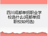 四川成都单招职业学校选什么(成都单招职校如何选)