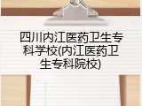 四川内江医药卫生专科学校(内江医药卫生专科院校)