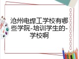沧州电焊工学校有哪些学院-培训学生的-学校啊