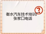 衡水汽车技术培训厂张家口电话