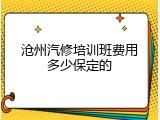 沧州汽修培训班费用多少保定的