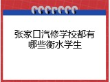张家口汽修学校都有哪些衡水学生