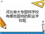 河北省大专厨师学校有哪些厨师的职业学校呢