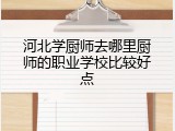 河北学厨师去哪里厨师的职业学校比较好点