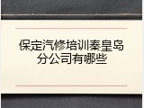 保定汽修培训秦皇岛分公司有哪些