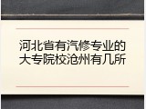 河北省有汽修专业的大专院校沧州有几所
