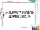 河北在哪学厨师的职业学校比较好呢