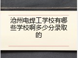 沧州电焊工学校有哪些学校啊多少分录取的