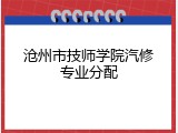 沧州市技师学院汽修专业分配