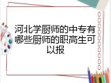 河北学厨师的中专有哪些厨师的职高生可以报