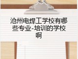 沧州电焊工学校有哪些专业-培训的学校啊