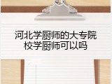 河北学厨师的大专院校学厨师可以吗