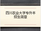 四川农业大学专升本招生简章