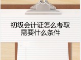 初级会计证怎么考取需要什么条件