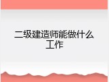 二级建造师能做什么工作