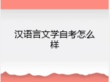 汉语言文学自考怎么样