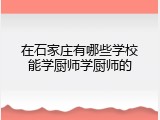 在石家庄有哪些学校能学厨师学厨师的