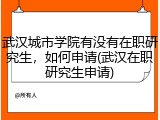 武汉城市学院有没有在职研究生，如何申请(武汉在职研究生申请)